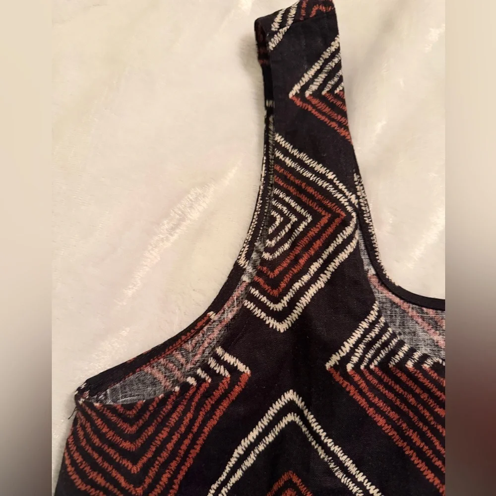 The Loft Geometric Patterned Black and Brown Women's Top - Picture 5 of 10